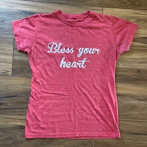 Bless Your Heart red screenprint shirt